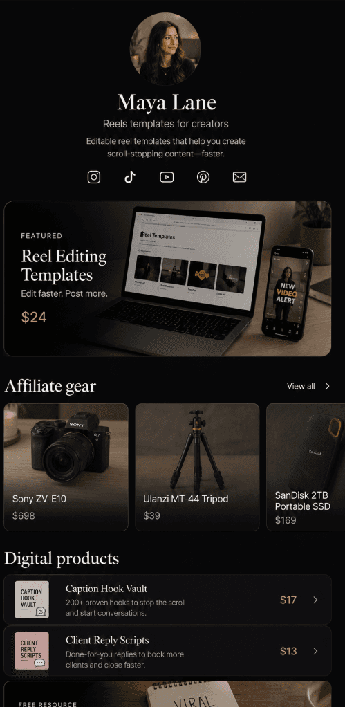 A Moely storefront preview